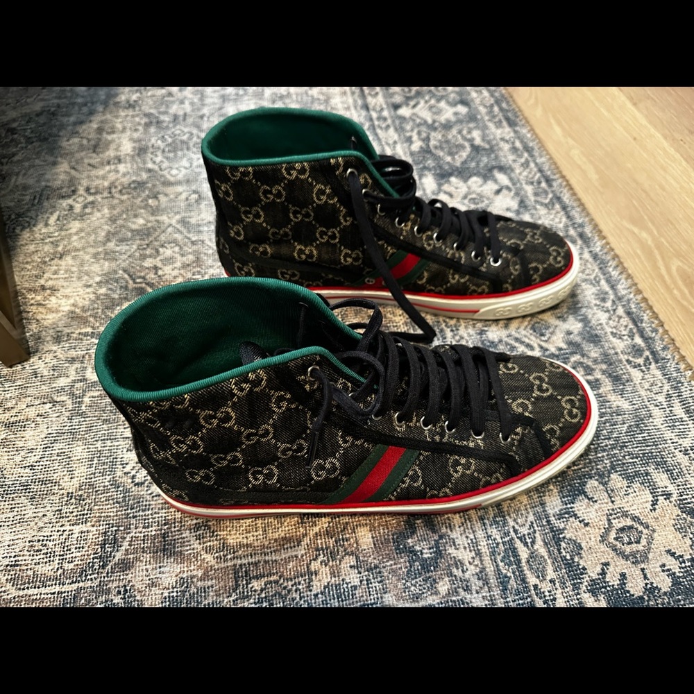 Mens Gucci high top denim sneakers size 12 . Only worn a couple of times